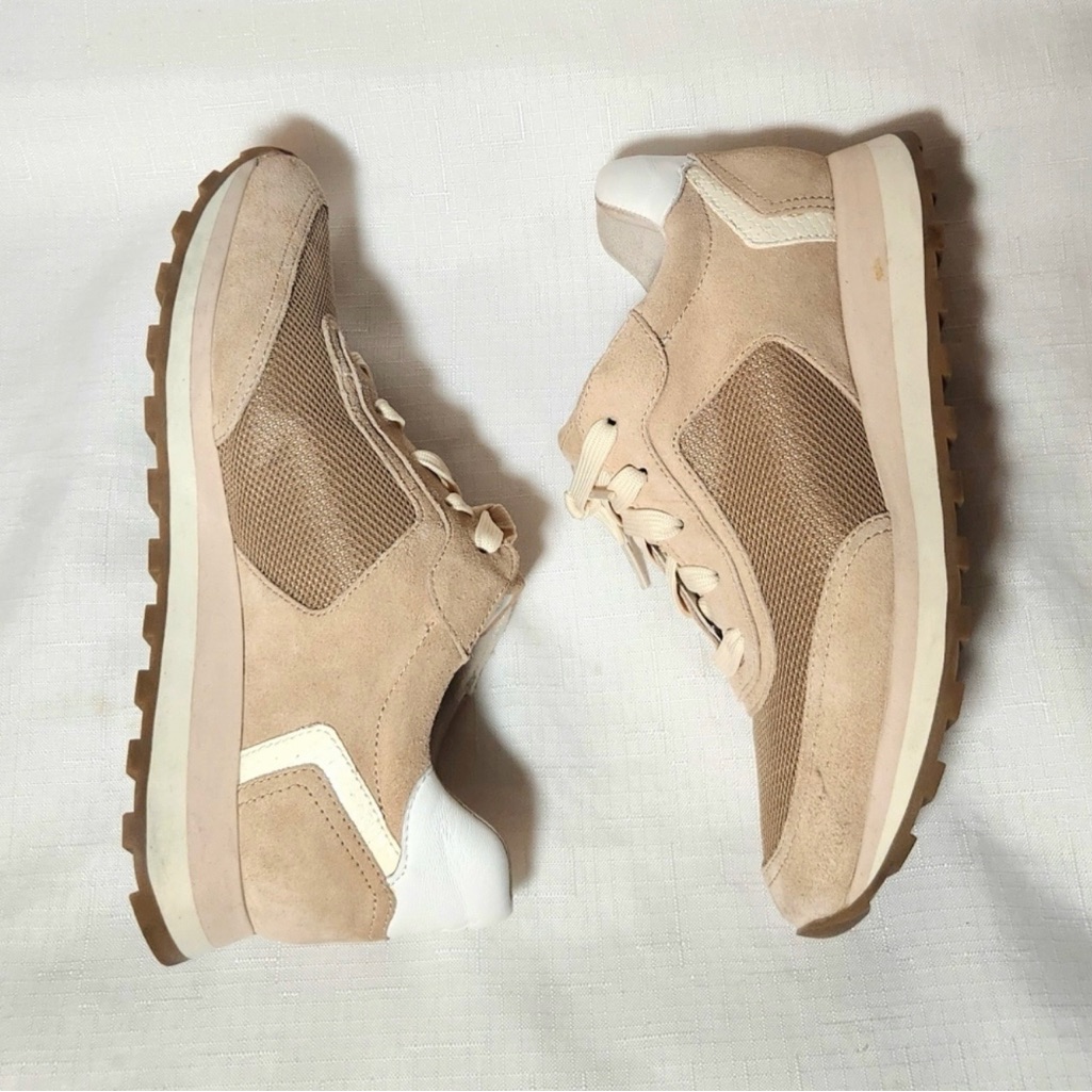 Veronica Beard Tan And White Sneakers